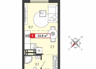 Продажа квартиры студии, 23.8 м2, село Засечное, Алая улица, с74, ЖК Радужные Дворы