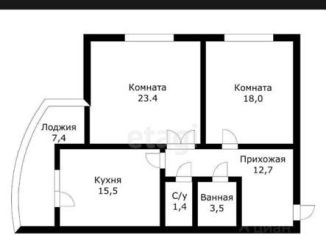 Продается 2-ком. квартира, 77.3 м2, Краснодар, улица Циолковского, 5, Прикубанский округ