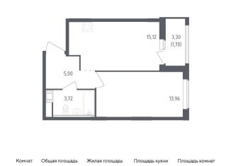 1-ком. квартира на продажу, 39.5 м2, деревня Новосаратовка