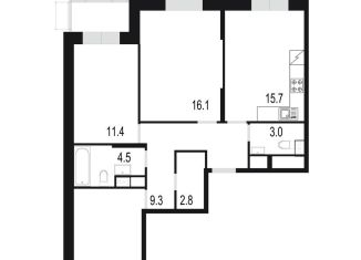 Продаю 3-комнатную квартиру, 83.2 м2, Одинцово, жилой комплекс Союзный, к2