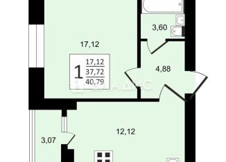 Продажа 1-комнатной квартиры, 40.8 м2, посёлок Октябрьский, Лучезарная улица, 12