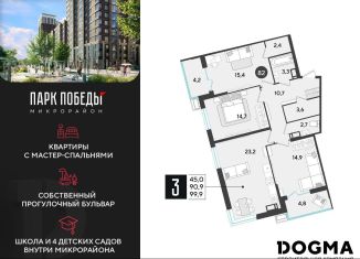 Продам трехкомнатную квартиру, 99.9 м2, Краснодар, Прикубанский округ