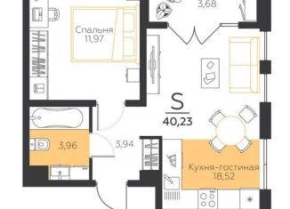 1-комнатная квартира на продажу, 40.2 м2, посёлок Молодёжный