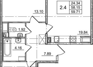 Сдам 2-ком. квартиру, 57.3 м2, Санкт-Петербург, Арцеуловская аллея, 15, муниципальный округ Коломяги