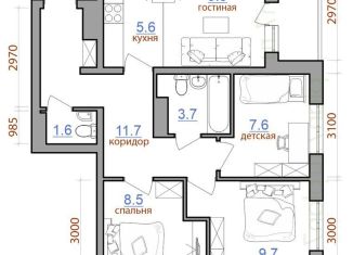 Продается четырехкомнатная квартира, 65.2 м2, Иркутская область, жилой комплекс Первый Ленинский квартал, 1