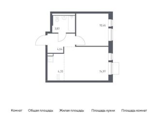 1-ком. квартира на продажу, 38.3 м2, Московская область