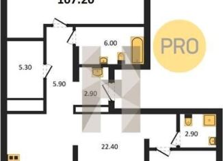 Продам 2-комнатную квартиру, 107.2 м2, Новосибирск, метро Речной вокзал