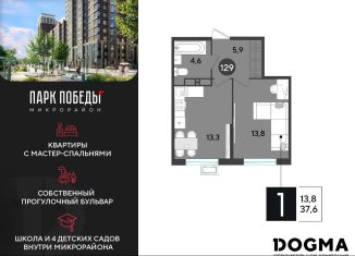 Продажа 1-комнатной квартиры, 37.6 м2, Краснодар