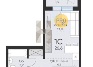 Квартира на продажу студия, 26.6 м2, Новосибирская область, Большая улица, 23