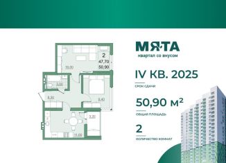 Продам 2-комнатную квартиру, 47.7 м2, Саратов, проспект Героев Отечества, 3