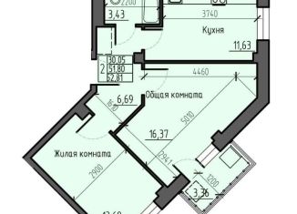 Двухкомнатная квартира на продажу, 52.8 м2, Красноярск, Центральный район, Северное шоссе, 50А
