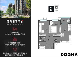 Продается двухкомнатная квартира, 70.1 м2, Краснодар, Прикубанский округ