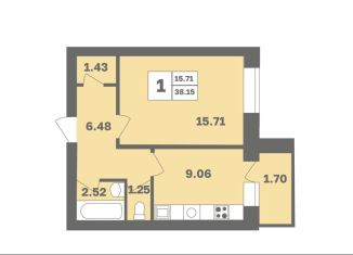 Продается 1-ком. квартира, 38.2 м2, Республика Башкортостан, Дагестанская улица, лит8