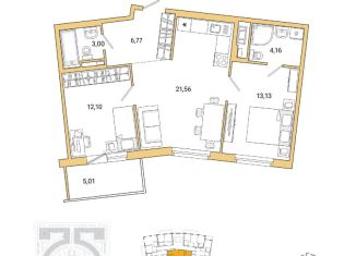 Продам 2-комнатную квартиру, 65.7 м2, Санкт-Петербург, муниципальный округ Коломяги