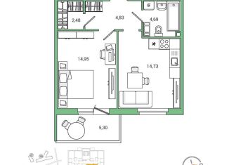 Продажа 1-комнатной квартиры, 43.5 м2, Ленинградская область, улица Чехова, 41к2