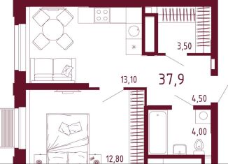 Продается 1-комнатная квартира, 37.9 м2, Екатеринбург, ЖК Парк Столиц, улица Айвазовского, 52