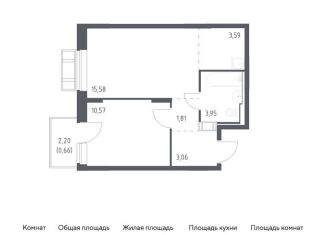 Продам 1-комнатную квартиру, 39.2 м2, Московская область