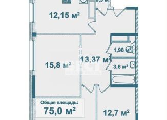 Трехкомнатная квартира на продажу, 79.7 м2, деревня Болтино, улица Баздырева, 3, ЖК Болтино