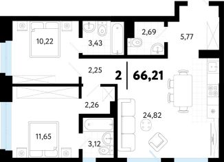 2-комнатная квартира на продажу, 66.2 м2, Тюменская область