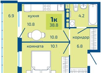 Продажа однокомнатной квартиры, 38.8 м2, Пермский край