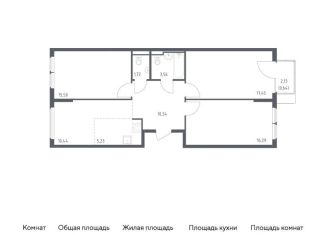 Четырехкомнатная квартира на продажу, 81.2 м2, село Остафьево, жилой комплекс Остафьево, к22