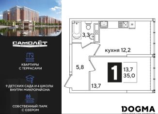Продаю 1-комнатную квартиру, 35 м2, Краснодар