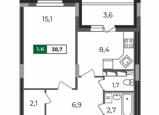 Продается 1-комнатная квартира, 38.7 м2, Владимир, ЖК Веризино лайф, Сталинградский бульвар, 5