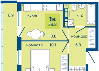Продам 1-комнатную квартиру, 38.8 м2, Пермь, Мотовилихинский район