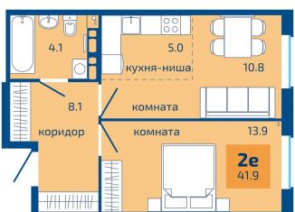 2-комнатная квартира на продажу, 41.9 м2, Пермский край