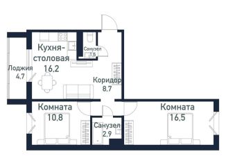 Продаю 2-ком. квартиру, 56.4 м2, Челябинская область