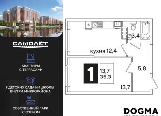 Продается однокомнатная квартира, 35.3 м2, Краснодар, Прикубанский округ