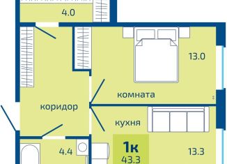 Продам однокомнатную квартиру, 43.3 м2, Пермь, Мотовилихинский район