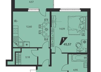 Продается 1-ком. квартира, 45.6 м2, Екатеринбург, улица Громова, 26, ЖК Миллениум