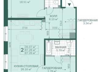 Продаю 2-комнатную квартиру, 87.1 м2, Санкт-Петербург, Магнитогорская улица, 5к3