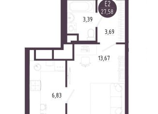 Продажа 1-комнатной квартиры, 27.6 м2, Тульская область