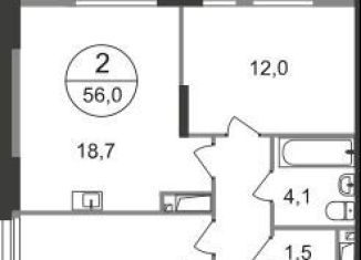 Продажа 2-комнатной квартиры, 56 м2, Москва