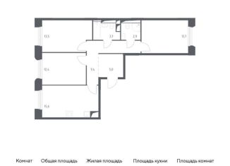 Продам трехкомнатную квартиру, 76.2 м2, Московская область, жилой комплекс Заречье Парк, к3.2