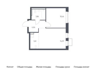 Продажа 1-ком. квартиры, 37.5 м2, поселение Марушкинское, жилой комплекс Квартал Западный, к2