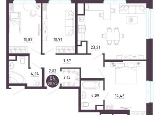 Продажа трехкомнатной квартиры, 80.5 м2, Тульская область
