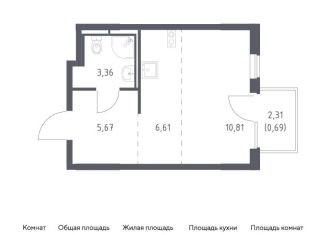 Квартира на продажу студия, 27.1 м2, Московская область, 1-й Стрелковый переулок, 1