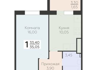 1-комнатная квартира на продажу, 35.1 м2, Всеволожск