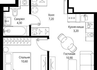 Продается 1-комнатная квартира, 36.2 м2, Москва, станция Тушинская