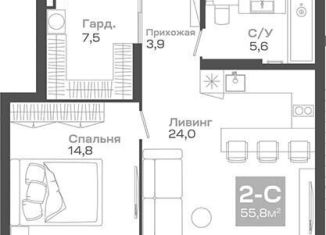 Продаю двухкомнатную квартиру, 56.3 м2, Новосибирск, Советский район