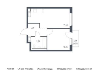 Продаю 1-комнатную квартиру, 35.1 м2, Ленинградская область