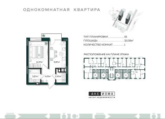 Продается 1-комнатная квартира, 32.1 м2, Астрахань, Трусовский район