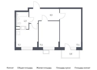 Продается 2-комнатная квартира, 50.9 м2, деревня Середнево, жилой комплекс Цветочные Поляны Экопарк, к2