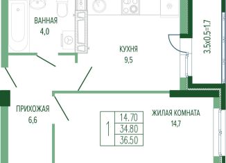 Продам 1-комнатную квартиру, 36.5 м2, Краснодарский край