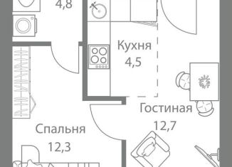 Продажа двухкомнатной квартиры, 39.9 м2, Москва, станция Немчиновка