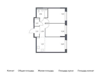 2-комнатная квартира на продажу, 53.1 м2, поселение Филимонковское, жилой комплекс Квартал Марьино, к4