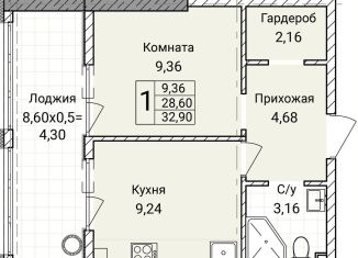 Продам однокомнатную квартиру, 32.9 м2, Севастополь, улица Братьев Манганари, 30к2
